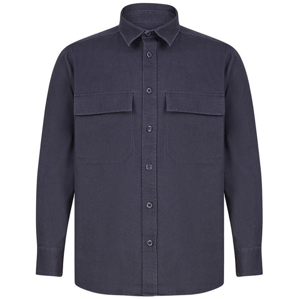 Front Row Mens Cotton Drill Overshirt / Navy